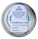 Citronella Lemongrass Essential Oil Beanee Weenee Soy CANdle Hemp Wick