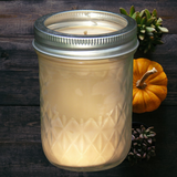Pumpkin Spice Pastry Scented Candles Upcycled Mason Jar Soy Wax Organic Hemp Wick