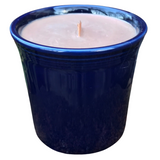 Navy Blue 10oz Coffee Scented Soy Candle Handmade with Crackling Wooden Wick