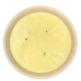 Citronella Lemongrass Soy Candles Upcycled Pale Yellow Pottery Bowl Organic Hemp Wicks Essential Oils
