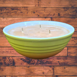 Pumpkin Spice Soy Candles Handmade Upcycled Reusable Ceramic Bowl Three Organic Hemp Wicks