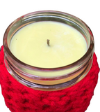 Citronella Lemongrass Mason Jar Soy Candles Crochet Sleeve Hemp Wick Essential Oils