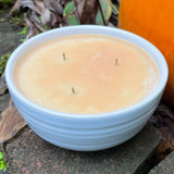 Pumpkin Spice Pastry Soy Candles Handmade Upcycled Reusable Ceramic Bowl Organic Hemp Wicks