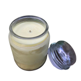 Citronella Lemongrass Essential Oil Soy Candles Handmade Organic Hemp Wick Upcycled Glass Decanter