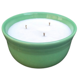 Soy Candles Handmade Choice of Scents Upcycled Green Ceramic Bowl Organic Hemp Wicks