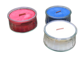 Soy Candle Wood Wick Red White and Blue Patriotic Made in USA Upcycled Reusable Clear Glass Containers