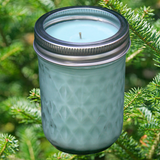 Balsam Pine Scented Candles Upcycled Mason Jar Soy Wax Organic Hemp Wick