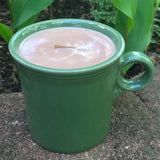 Medium Green 10oz Coffee Scented Soy Candle Handmade with Crackling Wooden Wick