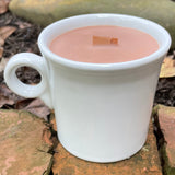 White 10oz Coffee Scented Soy Candle Handmade with Crackling Wooden Wick
