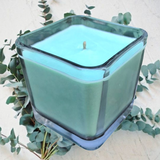 Eucalyptus Soy Candle Upcycled Glass Container Organic Hemp Wick