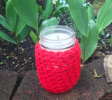 Crochet Sleeve Upcycled Mason Jar Soy Candles Organic Hemp Wick