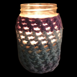 Crochet Sleeve Upcycled Mason Jar Candle Soy Wax Choice of Scents Organic Hemp Wick