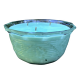 Eucalyptus Scented Soy Candle Upcycled Beveled Glass 15oz Bowl Organic Hemp Wicks