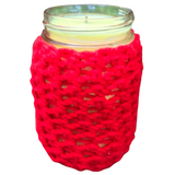Citronella Lemongrass Mason Jar Soy Candles Crochet Sleeve Hemp Wick Essential Oils