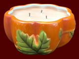 Pumpkin Spice Soy Candles Handmade Upcycled Ceramic Pumpkin Organic Hemp Wicks