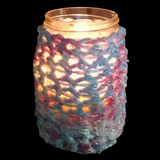 Crocheted Sleeve Mason Jar Candle Soy Wax Choice of Scents Organic Hemp Wick