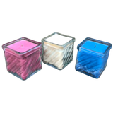 Soy Candles Handmade Red White and Blue Square Glass Upcycled Organic Hemp Wicks