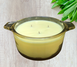 Citronella Lemongrass Soy Candles Handmade Upcycled Baking Crock 3 Organic Hemp Wicks Essential Oils