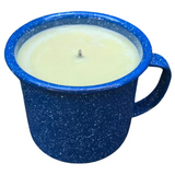 Citronella Lemongrass Soy Candles Handmade  Upcycled Blue Coffee Cup Essential Oils