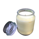 Citronella Lemongrass Essential Oil Soy Candles Handmade Organic Hemp Wick Upcycled Glass Decanter