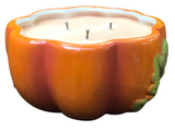 Pumpkin Spice Soy Candles Handmade Upcycled Ceramic Pumpkin Organic Hemp Wicks
