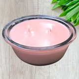 White Citrus Soy Candles Handmade Eco Friendly Upcycled Oval Glass Baking Dish Organic Hemp Wick