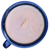 Navy Blue 10oz Coffee Scented Soy Candle Handmade with Crackling Wooden Wick