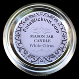 White Citrus Soy Candles Handmade Upcycled Reusable Mason Jar Candle Organic Hemp Wick
