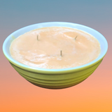 Pumpkin Spice Soy Candles Handmade Upcycled Reusable Ceramic Bowl Three Organic Hemp Wicks
