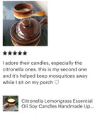 Citronella Lemongrass Soy Candles Upcycled Crock Organic Hemp Wicks