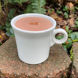 White 10oz Coffee Scented Soy Candle Handmade with Crackling Wooden Wick