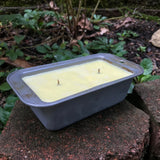 Loaf Pan 16oz Upcycled Citronella Lemongrass Essential Oil Soy Candle Handmade Organic Hemp Wicks