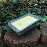 Loaf Pan 16oz Upcycled Citronella Lemongrass Essential Oil Soy Candle Handmade Organic Hemp Wicks
