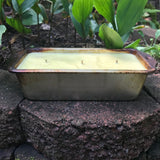 Loaf Pan 22oz Upcycled Citronella Lemongrass Essential Oil Soy Candle Handmade Two Organic Hemp Wicks