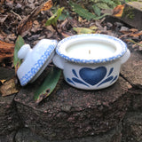 Blue Heart Crock 10oz Soy Candle Choice of Scents Organic Hemp Wicks