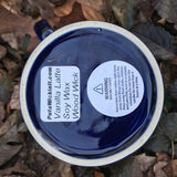 Navy Blue 10oz Coffee Scented Soy Candle Handmade with Crackling Wooden Wick