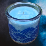 Peppermint Essential Oil Soy Candles Handmade Upcycled Reusable Glass Container Shell Design Organic Hemp Wick