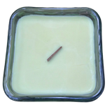 Citronella Lemongrass Soy Candle Wood Wick Essential Oil Upcycled Reusable Square Clear Glass Container