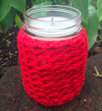 Crochet Sleeve Upcycled Mason Jar Soy Candles Organic Hemp Wick
