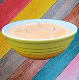 Pumpkin Spice Soy Candles Handmade Upcycled Reusable Ceramic Bowl Three Organic Hemp Wicks