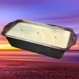 Loaf Pan 22oz Upcycled Citronella Lemongrass Essential Oil Soy Candle Handmade Two Organic Hemp Wicks