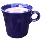 Coffee Scented Candles Wood Wick Soy Wax Upcycled Purple Coffee Cup