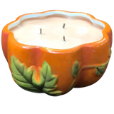 Pumpkin Spice Soy Candles Handmade Upcycled Ceramic Pumpkin Organic Hemp Wicks
