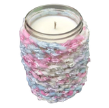Crocheted Sleeve Mason Jar Candle Soy Wax Choice of Scents Organic Hemp Wick