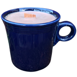 Navy Blue 10oz Coffee Scented Soy Candle Handmade with Crackling Wooden Wick