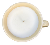 Pale Yellow C Handle Ceramic Coffee Cup with Choice of Scents and an organic beeswax coated hemp wick,