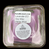 Lavender Scented Soy Candle Upcycled Square Glass 10oz Container Organic Hemp Wick