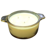 Citronella Lemongrass Soy Candles Handmade Upcycled Baking Crock 3 Organic Hemp Wicks Essential Oils