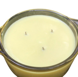 Citronella Lemongrass Soy Candles Handmade Upcycled Baking Crock 3 Organic Hemp Wicks Essential Oils