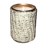 Crocheted CANdle Sleeve Soy Candle 15oz Organic Hemp Wick